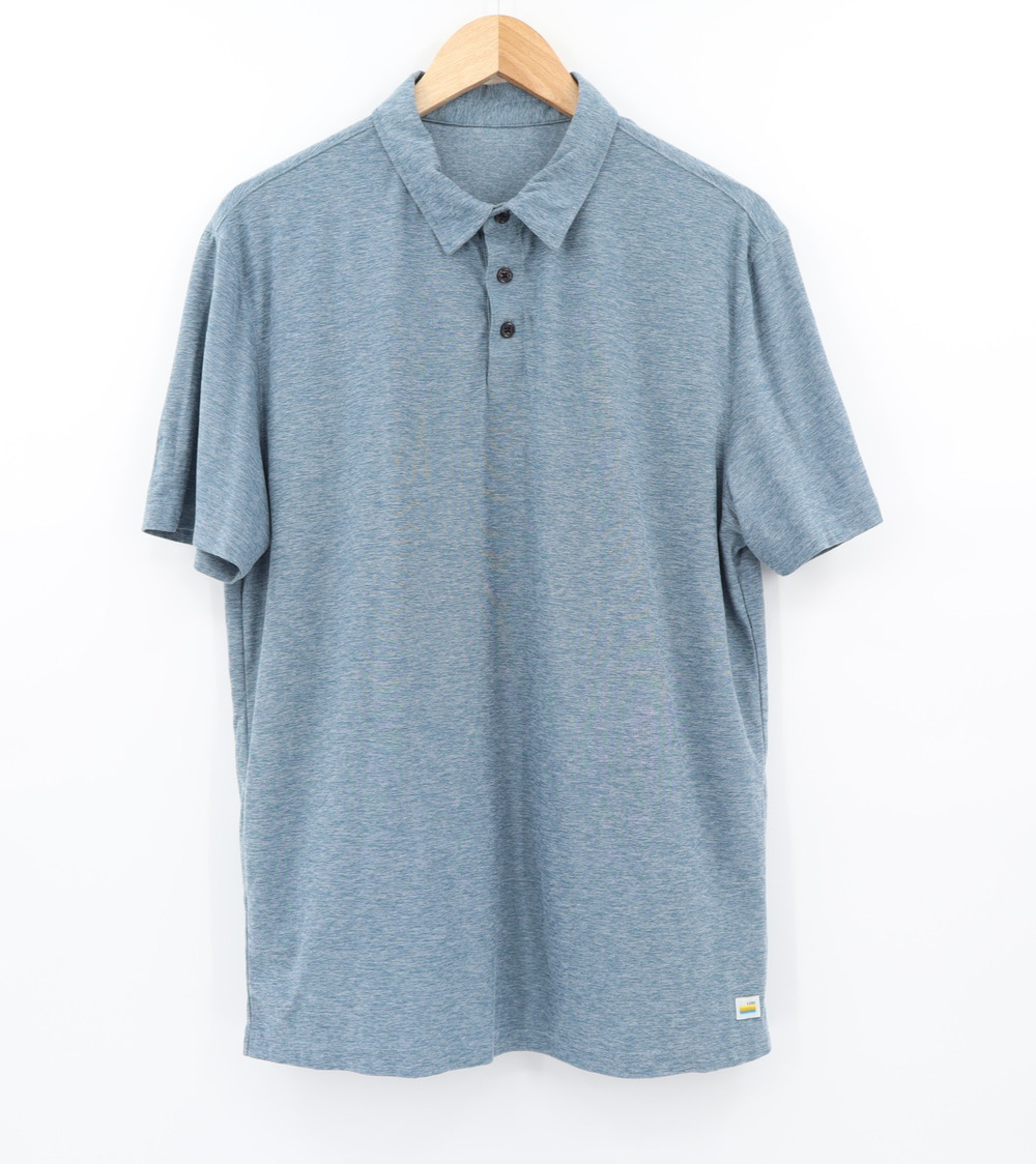 Vuori Sz L Strato Tech Polo Mist Heather Blue The Hack 23 Logo